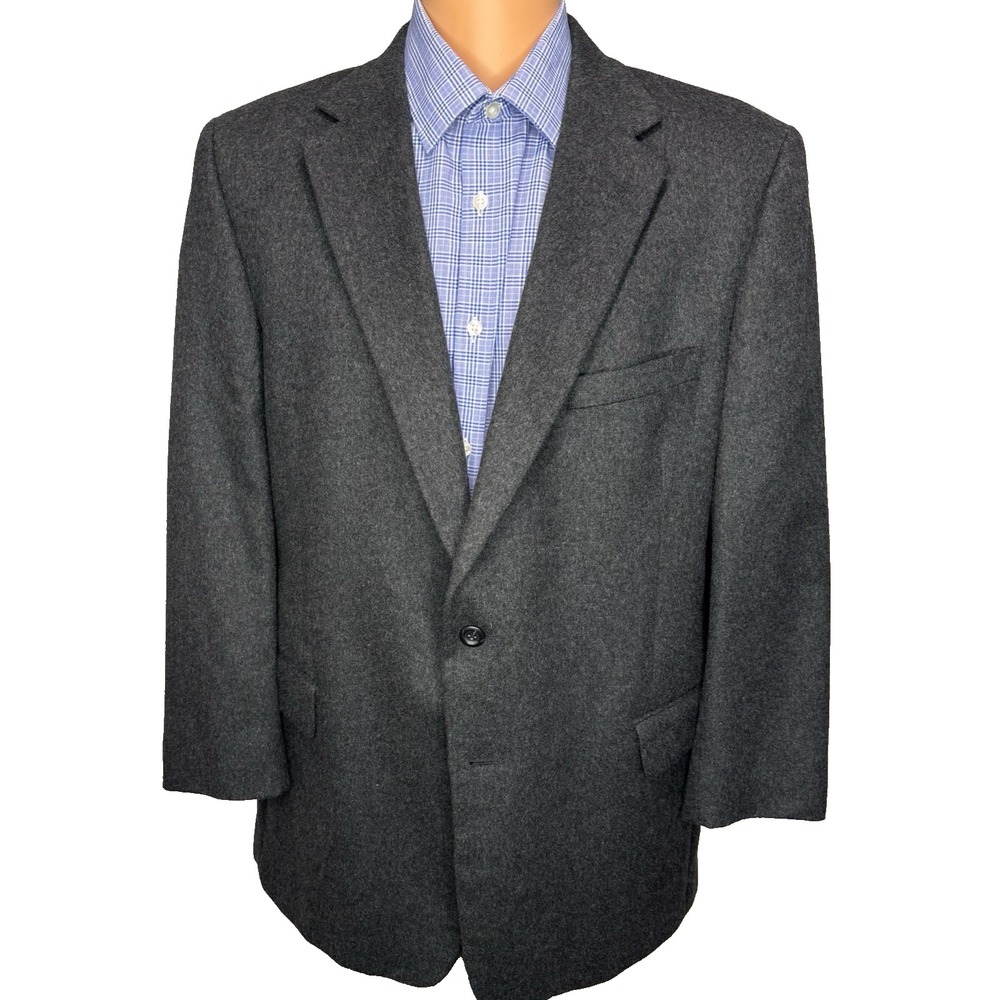 Jos A Bank Blazer Men 46R Portly Charcoal Gray 100% Cashmere Sport Coat